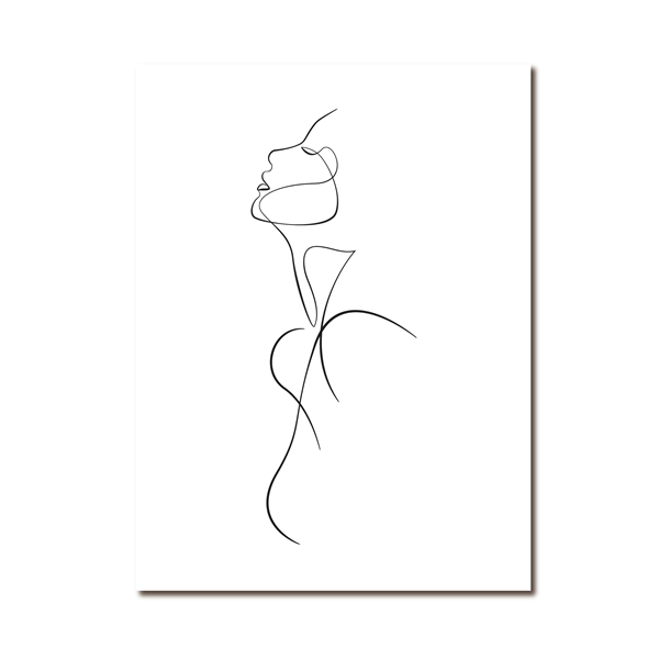 Painting Naked Woman One Line Drawing