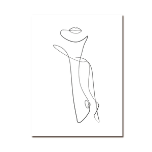 Painting Naked Woman One Line Drawing