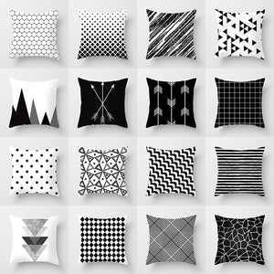 Black and White Geometric Pillow Cover