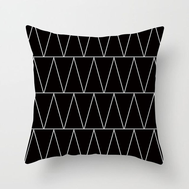 Black and White Geometric Pillow Cover