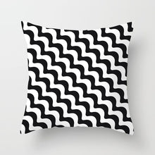 Load image into Gallery viewer, Black and White Geometric Pillow Cover
