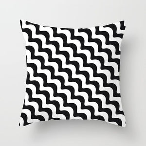 Black and White Geometric Pillow Cover