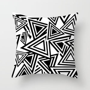 Black and White Geometric Pillow Cover
